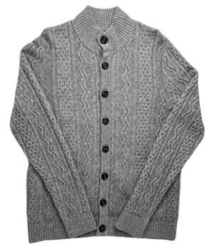 5-30 QI CASHMERE NWT Men's Mock Neck Sweater Gray Wool Cashmere Medium